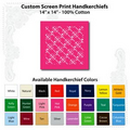 14"x14" Hot Pink Custom Printed Imported 100% Cotton Handkerchief